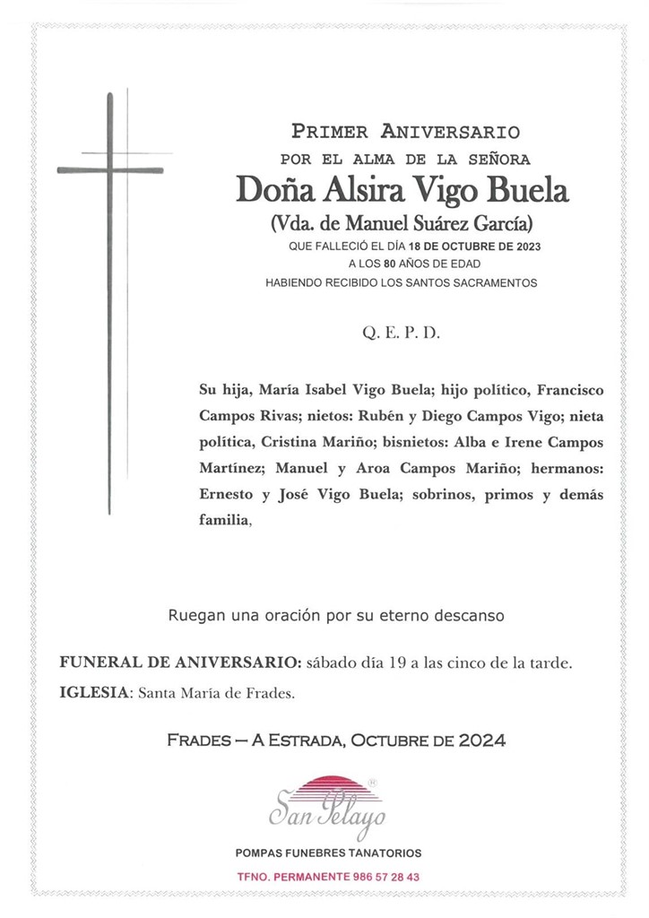 ANIV. ALSIRA VIGO BUELA 19/10/2024