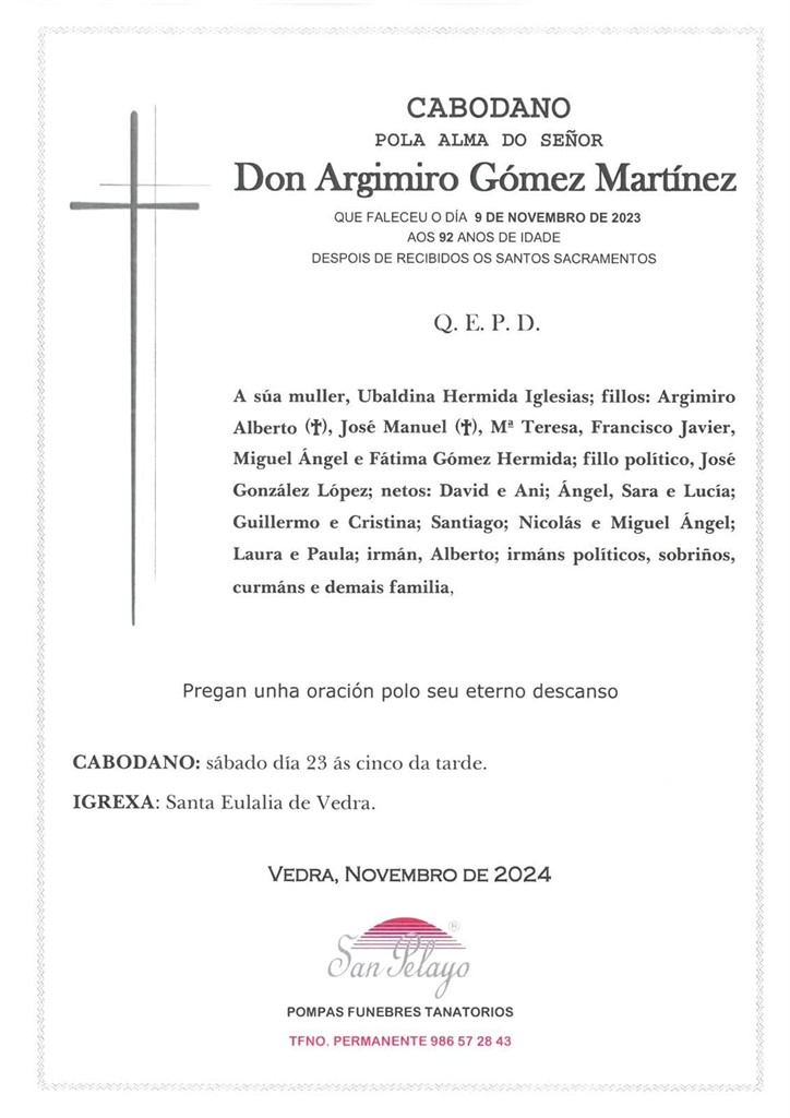 ANIV. ARGIMIRO GOMEZ MARTINEZ 23/11/2024