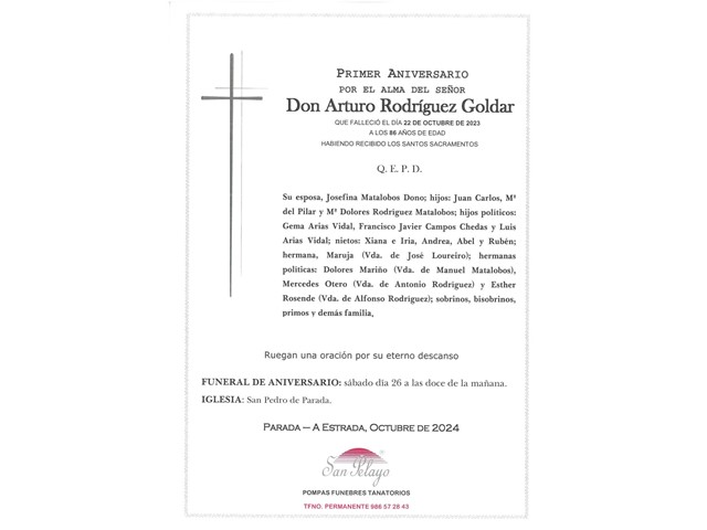 ANIV. ARTURO RODRÍGUEZ GOLDAR 26/10/2024