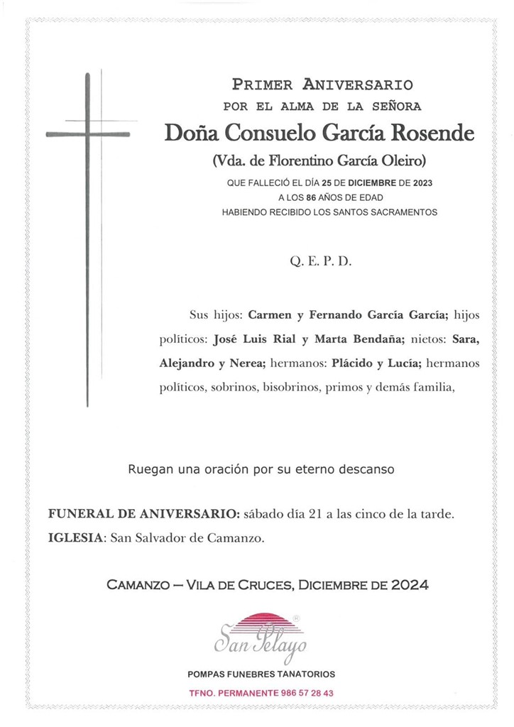 ANIV. CONSUELO GARCIA ROSENDE 21/12/2024