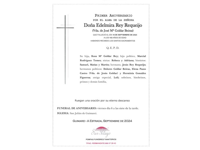 ANIV: EDELMIRA REY REQUEIJO 06/09/2024