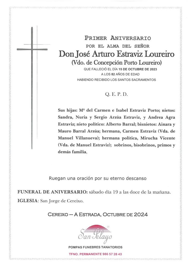 ANIV. JOSE ARTURO ESTRAVIZ LOUREIRO 19/10/2024