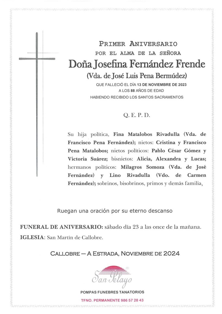 ANIV. JOSEFINA FERNANDEZ FRENDE 23/11/2024