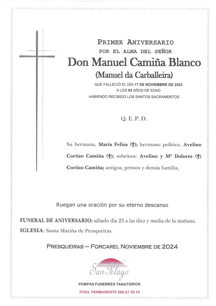 ANIV. MANUEL CAMIÑA BLANCO 23/11/2024