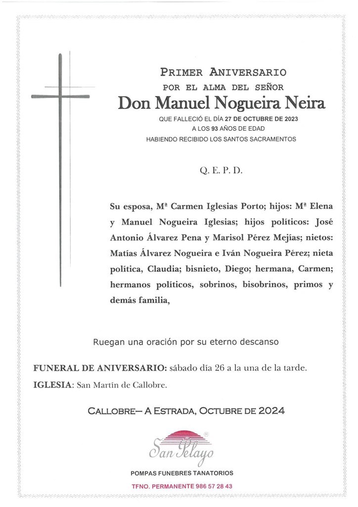 ANIV. MANUEL NOGUEIRA NEIRA 26/10/2024