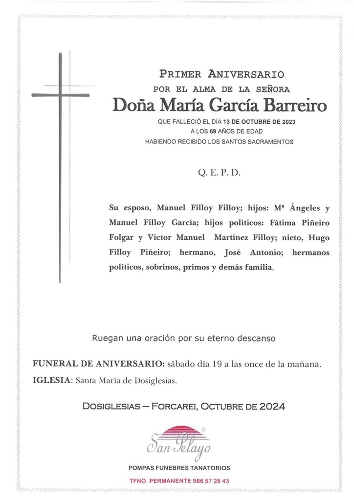 ANIV. MARIA GARCIA BARREIRO 19/10/2024